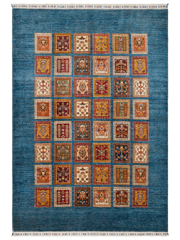 El dokuma Afgan lacivert halı 173x246 cm kuşbakışı