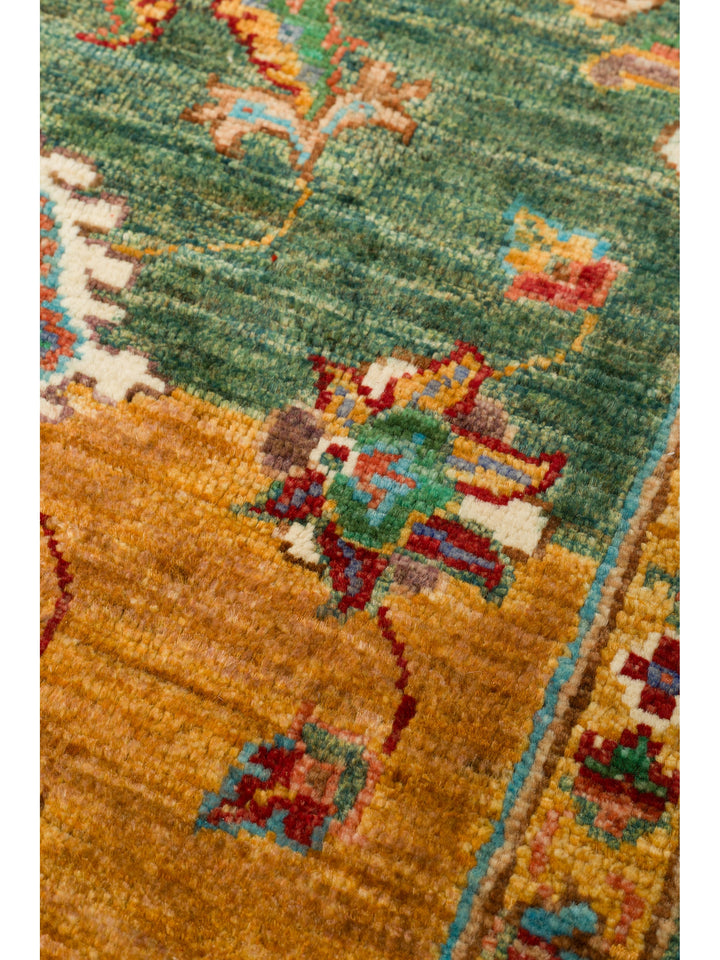 El dokuma Afgan halı çok renkli bitkisel panel desen 158 x 201 cm detay