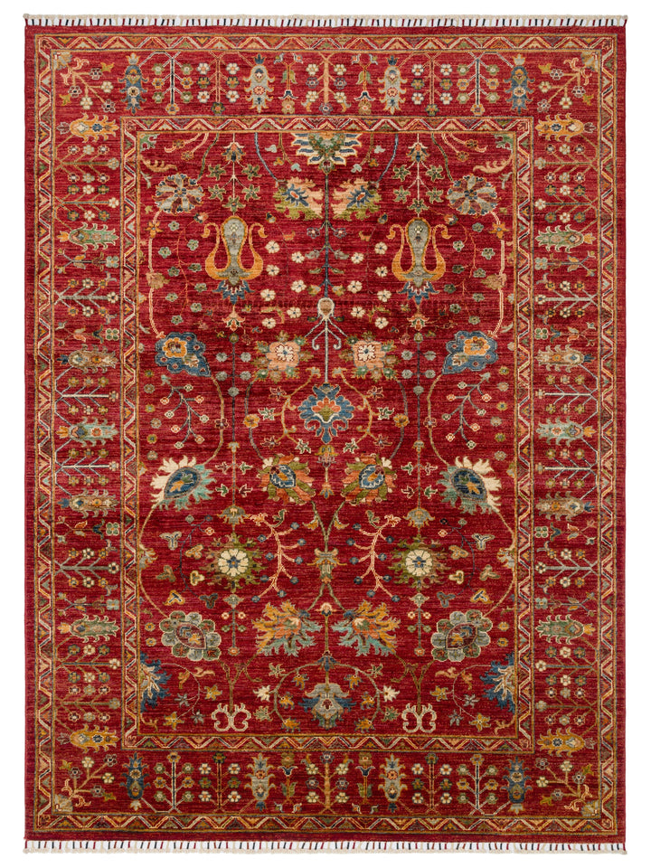 El dokuma Afgan kırmızı halı 175x236 cm kuşbakışı