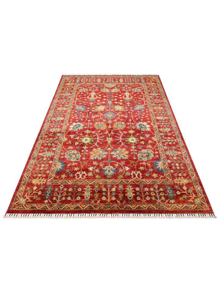 El dokuma Afgan kırmızı halı 175x236 cm stüdyo çekimi