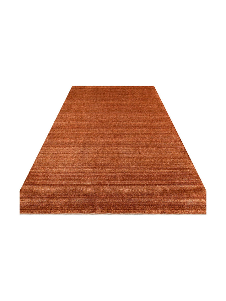 Brasilia El Emeğiyle Üretilen Modern Sade Şık TENCEL™ Özel Kara Tezgah Halısı PLAIN TERRACOTTA - Carpetdocia