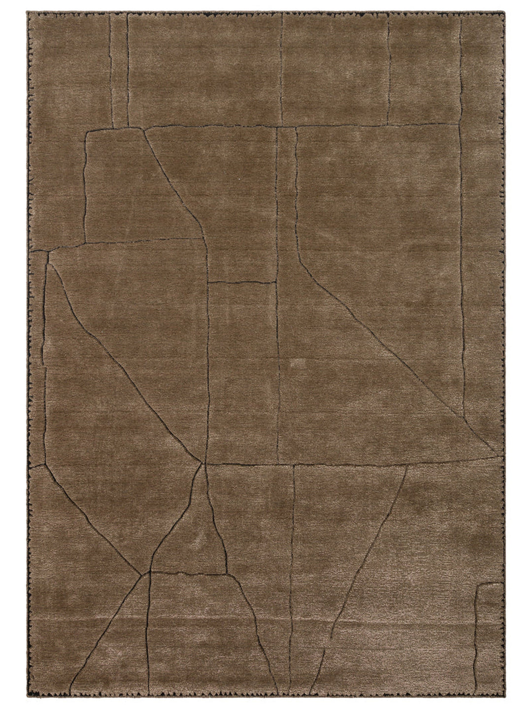 Tapis fait main en mélange de laine, rayonne et polyester de la série Dakar TAUPE