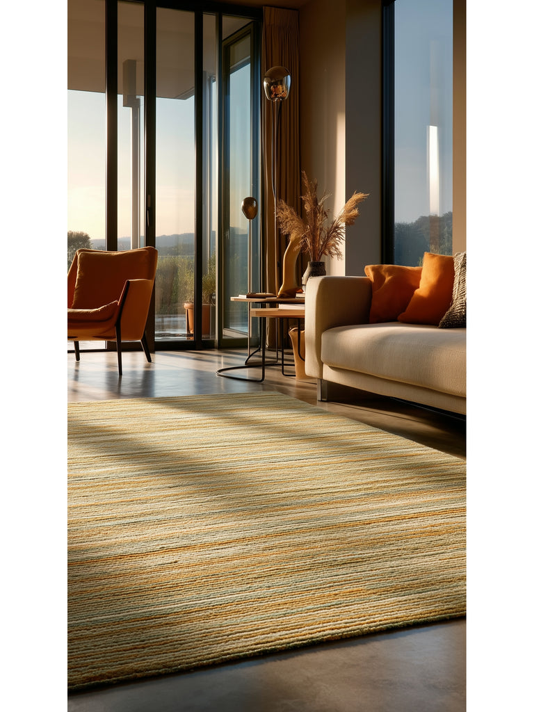 Helsinki Series 100% Natural Wool and Viscose Handwoven Modern Scandinavian Living Room Rug LIME