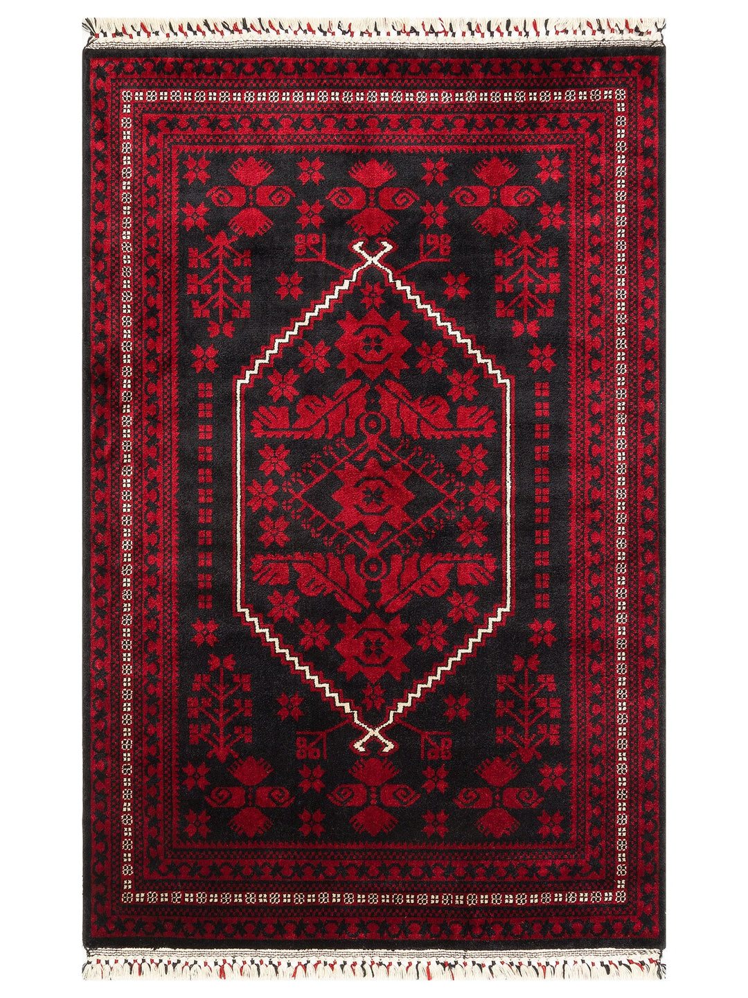 Kabil Afgan Desenli El Emeğiyle Özel Tezgahlarda Üretilen TENCEL™ Uşak Halısı 956 BLUE - Carpetdocia