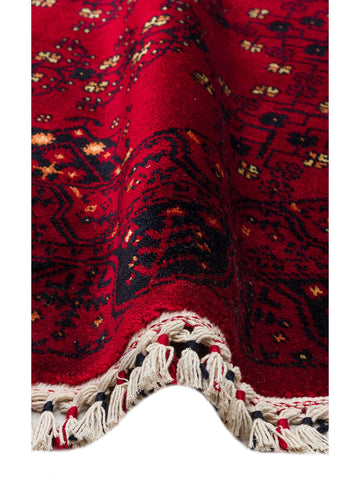 Kabil Afgan Desenli El Emeğiyle Özel Tezgahlarda Üretilen TENCEL™ Uşak Halısı 959 RED Q - Carpetdocia