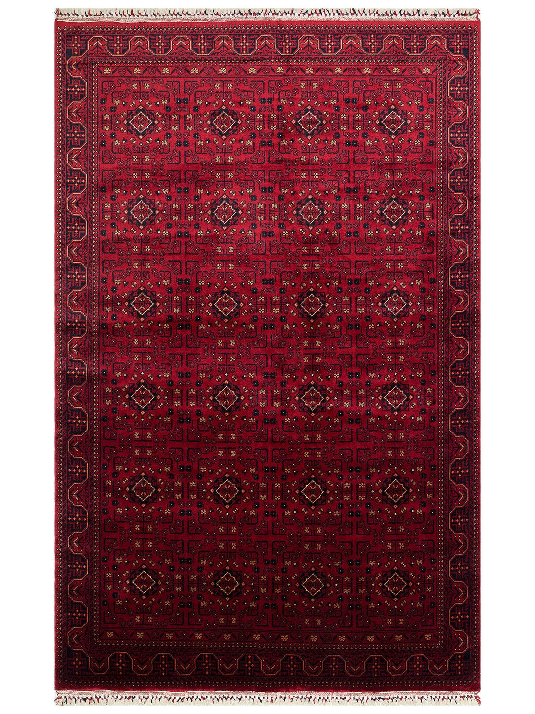 Kabil Afgan Desenli El Emeğiyle Özel Tezgahlarda Üretilen TENCEL™ Uşak Halısı 960 RED - Carpetdocia