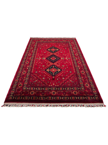 Kabil Afgan Desenli El Emeğiyle Özel Tezgahlarda Üretilen TENCEL™ Uşak Halısı 961 RED - Carpetdocia