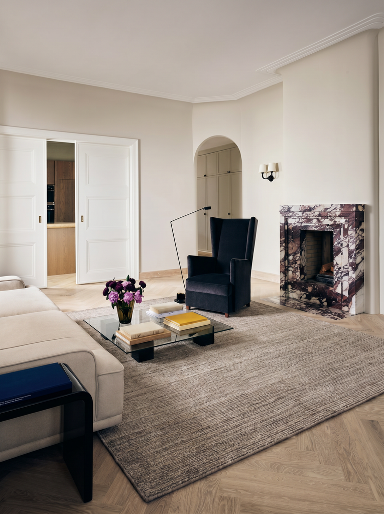 Kelly Serie 100% Naturwolle und Viskose Handgewebter Teppich für Wohnzimmer, Salon, Schlafzimmer STEIN