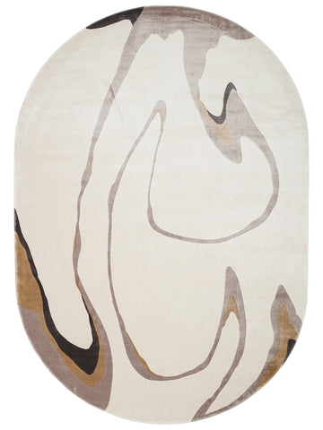 Tapis de Salon Moderne Monza Art 06 CREAM GREY à Motif Géométrique, Haute Qualité, Tissage Serré et Brillant