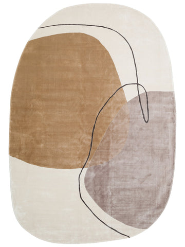 Tapis de Salon Moderne Monza Art 08 CREAM BLACK à Motif Géométrique, Haute Qualité, Tissage Serré et Brillant