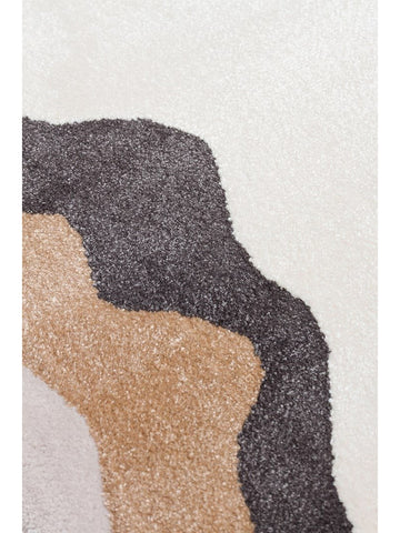 Tapis de Salon Moderne Monza Art 10 CREAM GOLD à Motif Géométrique, Haute Qualité, Tissage Serré et Brillant