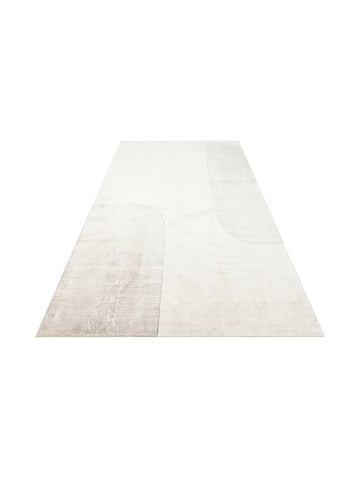 Monza Geometrik Desenli Yüksek Kalite Sık Dokuma Parlak Modern Salon Halısı 01 CREAM GREY - Carpetdocia