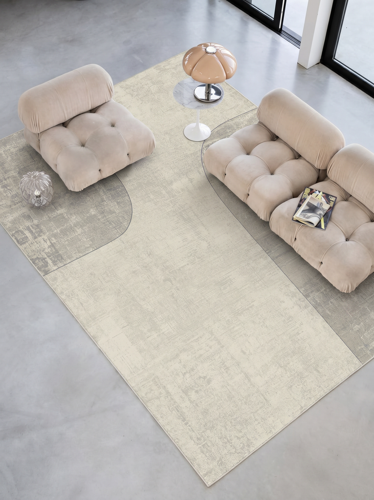 Monza Geometrisches Muster Hochwertig Dicht Gewebt Glänzender Moderner Wohnzimmerteppich 01 CREAM GREY