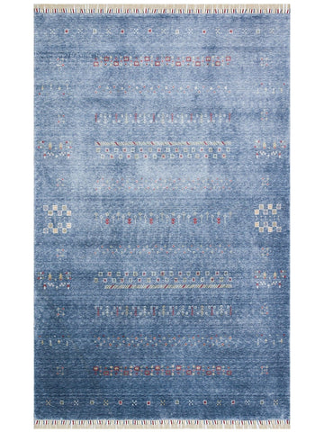 Oushak Carnaval Tapis Uşak Moderne TENCEL™ 100 % Naturel, Facile à Nettoyer, Fait Main 06 BLUE  
