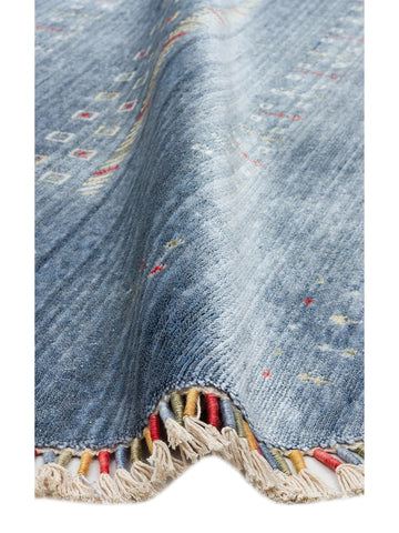 Oushak Carnaval %100 natürlich, leicht zu reinigen, handgefertigter TENCEL™ moderner Uşak-Teppich 06 BLUE Q