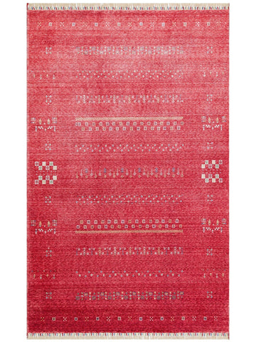 Oushak Carnaval Tapis Uşak Moderne TENCEL™ 100 % Naturel, Facile à Nettoyer, Fait Main 06 RED  