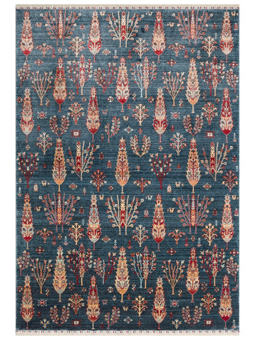 Oushak Carnaval Tappeto Uşak moderno TENCEL™ realizzato a mano, 100% naturale, facile da pulire 08 NAVY TURQUOISE