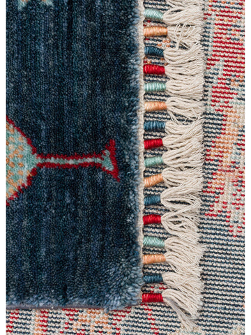 Oushak Carnaval Tappeto Uşak moderno TENCEL™ realizzato a mano, 100% naturale, facile da pulire 08 NAVY TURQUOISE