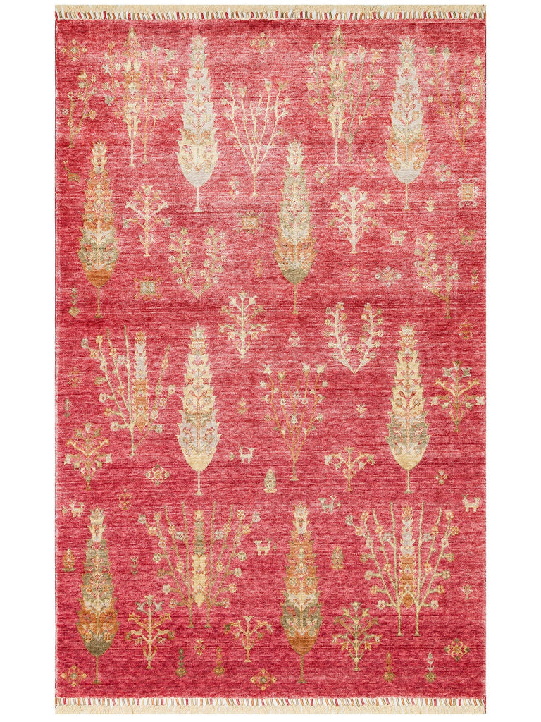Oushak Carnaval 100% Natural Easy to Clean Handmade TENCEL™ Modern Uşak Carpet 08 RED