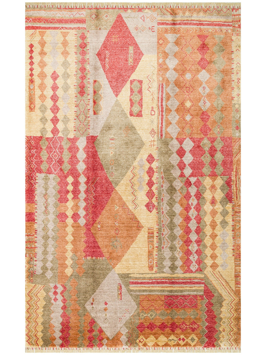 Oushak Carnaval %100 Naturel Kolay Temizlenir El Emeğiyle Üretilen TENCEL™ Modern Uşak Halısı 10 RED - Carpetdocia