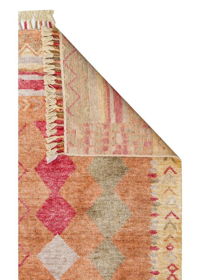 Oushak Carnaval %100 Naturel Kolay Temizlenir El Emeğiyle Üretilen TENCEL™ Modern Uşak Halısı 10 RED - Carpetdocia