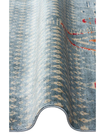 Oushak Carnaval 100% Natural Easy to Clean Handcrafted TENCEL™ Modern Uşak Carpet 15 AQUA MULTY