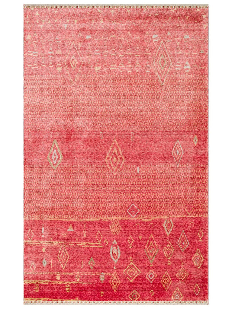 Oushak Carnaval 100% Natural Easy to Clean Handmade TENCEL™ Modern Uşak Carpet 15 RED AUTUMN