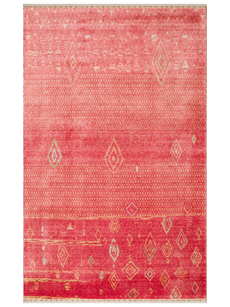 Oushak Carnaval 100% Natural Easy to Clean Handmade TENCEL™ Modern Uşak Carpet 15 RED