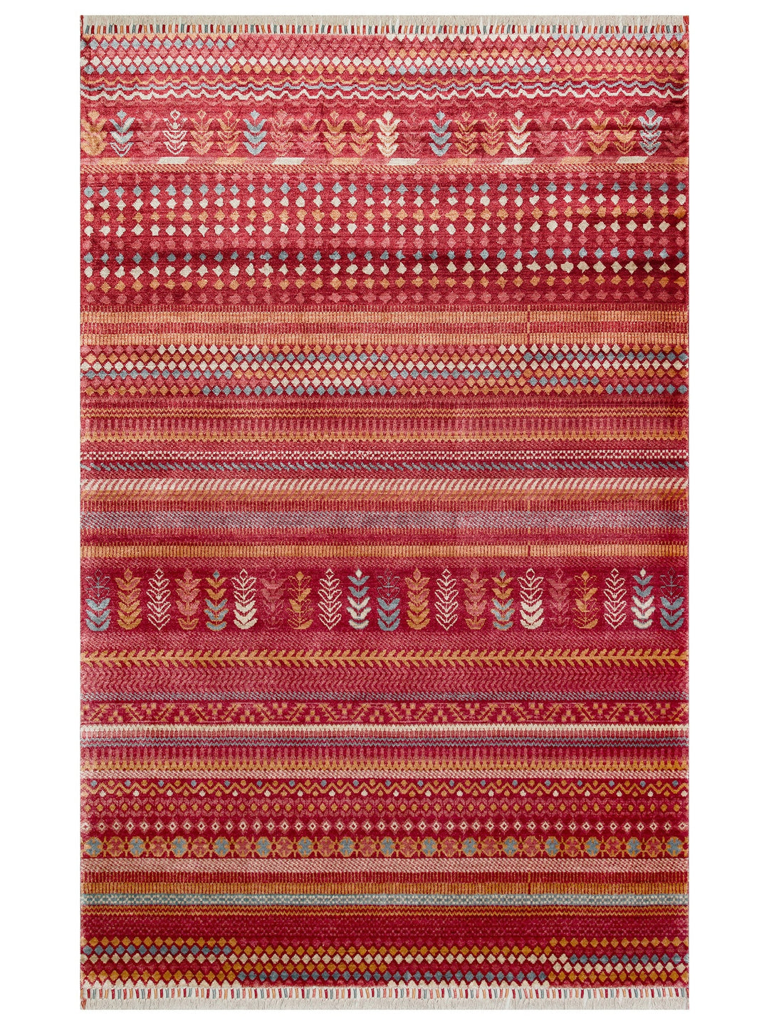 Oushak Carnaval %100 Naturel Kolay Temizlenir El Emeğiyle Üretilen TENCEL™ Modern Uşak Halısı 19 REDM - Carpetdocia