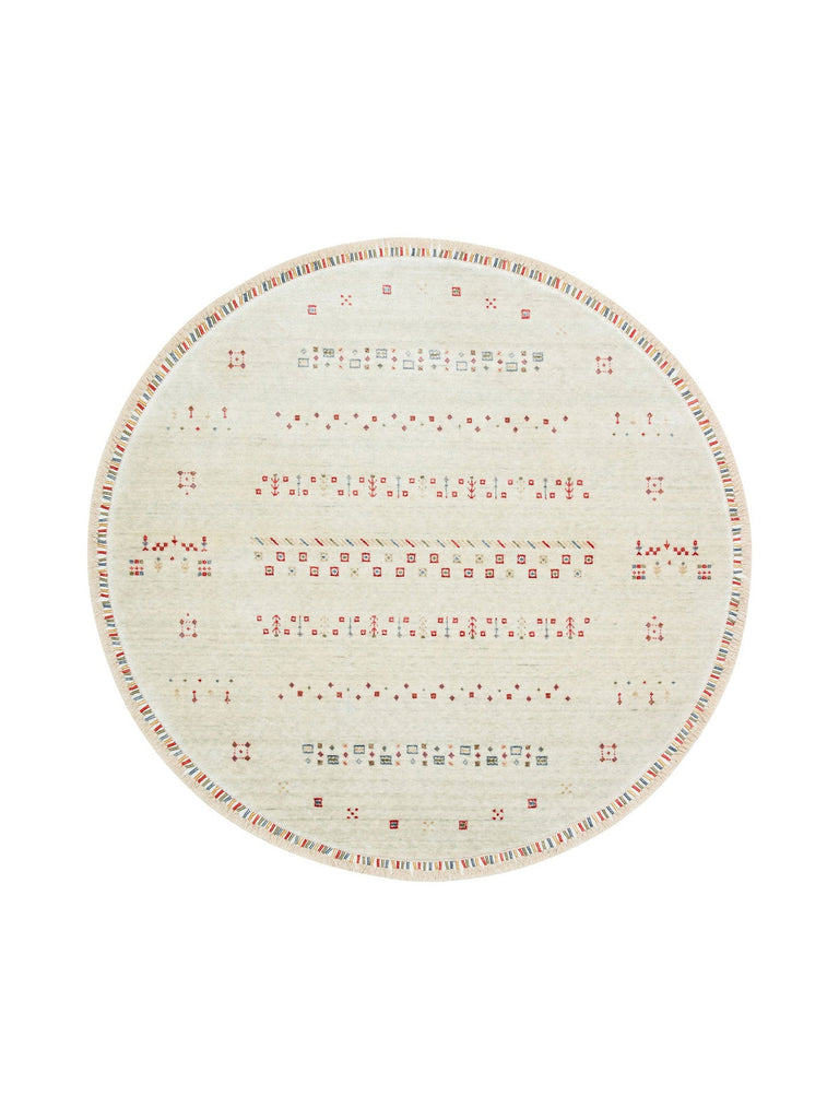 Oushak Carnaval 100% Natural Easy to Clean Handmade TENCEL™ Round Uşak Carpet 06 BEIGE Q