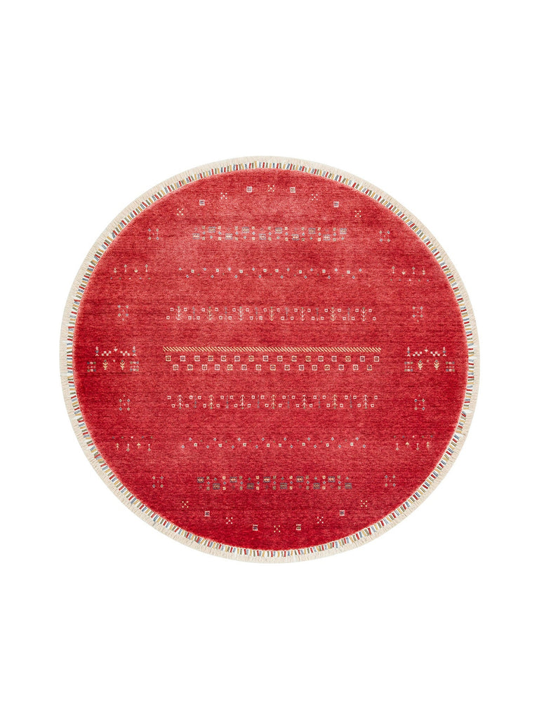 Oushak Carnaval 100% Natural Easy to Clean Handmade TENCEL™ Round Uşak Carpet 06 RED Q