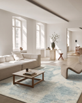 Palette Serie 100% Naturwolle, Viskose, Baumwolle Handgewebter Skandinavischer Teppich für Wohnzimmer, Sitzbereich BEIGE BLUE  