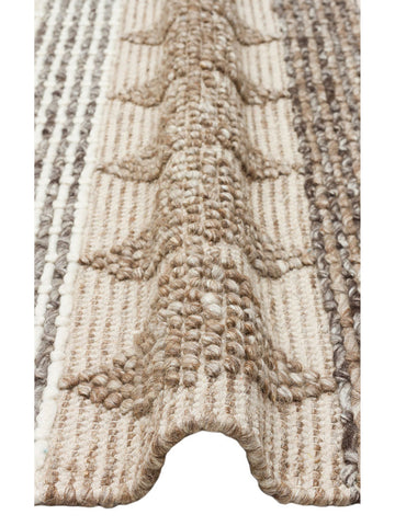 Woolstar %100 Naturel Kazak Desenli Salon Oturma Odası Koridor Antre El Dokuma Örgü Halı JD 01 GREY - Carpetdocia